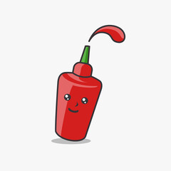 Illustration vector graphic of cute tomato sauce bottle character