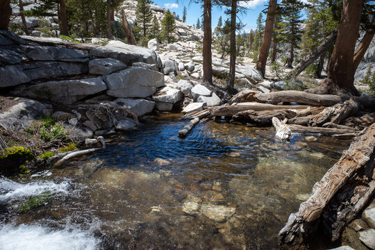 Idyllic stream in alpine zone at Sequoia National Park, California