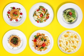 Pasta, Bowl, Spaghetti, Wide Noodles Mix