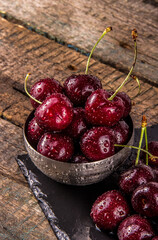 Juicy ripe sweet cherry delicious berries. Dark red cherry