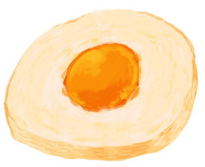 Fried egg watercolor painting illustration breakfast simple egg menu
