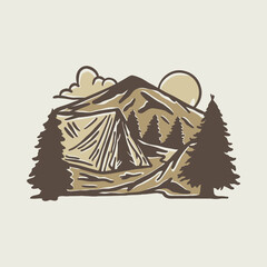 Camping and adventure on mountain graphic illustration vector art t-shirt design