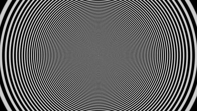 Hypnotic black and white circles in motion. Animation