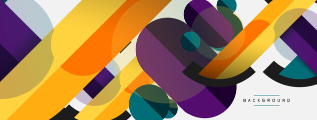 Obraz premium Round geometric shapes lines and circles. Vector template for wallpaper banner background or landing page