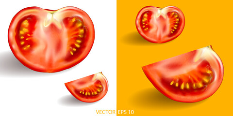 Tomato highly detailed vector illustration. Natural organic nutrition. Healthy eating illustration set. Tomato isolated.