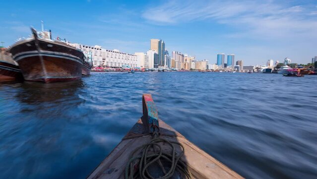 Time lapse taken from boat , abras crossing Dubai creek.
