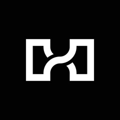 Modern letter H with overlapping line logo design