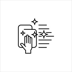hand wiping with cloth vector icon on white background. eps 10