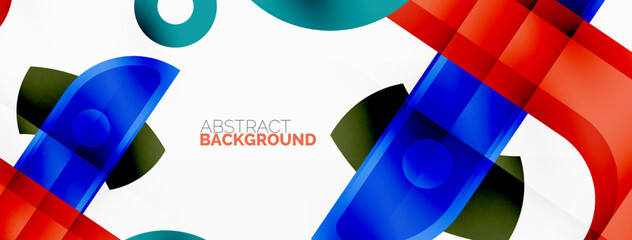 Minimalist geometric abstract background. Lines, circles with shadow effects composition wallpaper design