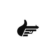 Hand combination with firearms. Logo design.