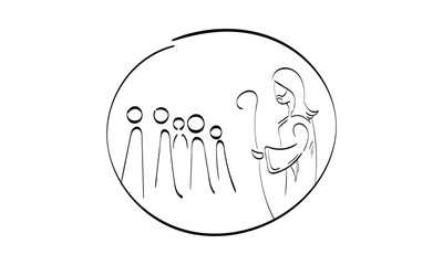 Christian Art. Hand Drawn Religious element. Biblical Illustration for print or use as poster, card, flyer or T Shirt