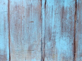 blue texture of rough wooden fence boards background