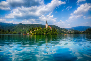 Summer Day on Lake Bled, with Bled Island, Slovenia