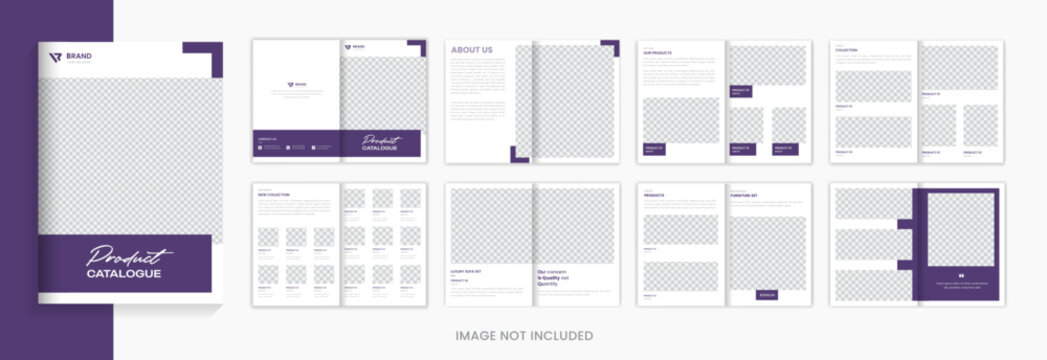 Purple Product Catalog Brochure Design 16 Pages Vector