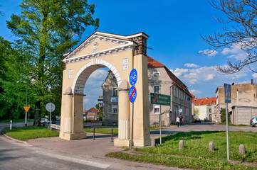 Fototapeta na wymiar Entrance gate. Milicz, Lower Silesian Voivodeship, Poland.