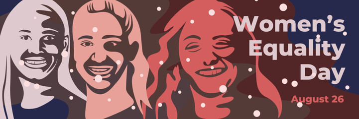Illustration vector graphic of women's equality day. Smile and happy women