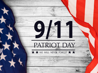 Fototapeta na wymiar patriot day illustration. We will newer forget 9 11 patriotic illustration with american flag