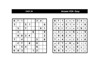 Sudoku puzzle game.Sudoku puzzle with a solution - EASY LEVEL