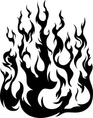 Fire flames isolated on white background. Tribal tattoo design.