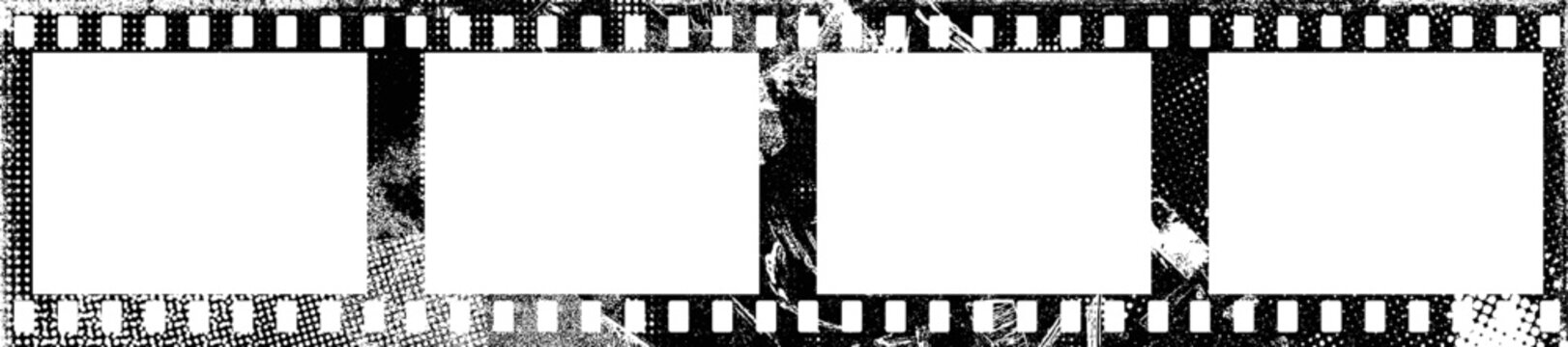 Grunge Filmstrip Border Frame . Film frame photo strip. Camera roll vintage design  .Photo Album. Grunge effect .Vector