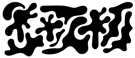 Irregular blob, set of abstract organic shapes. Abstract irregular random blobs. Simple liquid amorphous splodge. Trendy minimal designs for presentations, banners, posters and flyers.