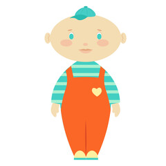 Cute little boy smiling. Beautiful illustration for babe cards, postcards, banners, posters, books. Birthday hand drawn illustration.