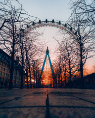 ferris wheel at sunset london eye - obrazy, fototapety, plakaty