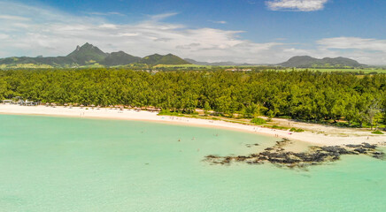 Aerial view of Ile Aux Cerfs in Mauritius