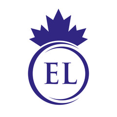 Letter EL Maple Leaf Logo Template Symbol Canadian Business, Company Logo Concept Vector Template