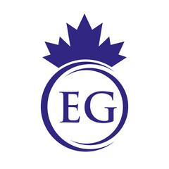 Letter EG Maple Leaf Logo Template Symbol Canadian Business, Company Logo Concept Vector Template