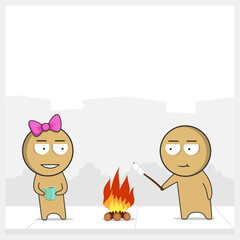 Boy and girl relaxing in nature