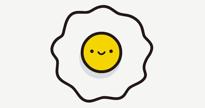 fried egg animation with happy smile expression