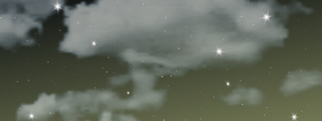 Night sky with clouds and many stars