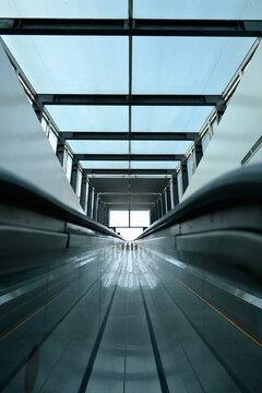 Escalator perspective from low angle