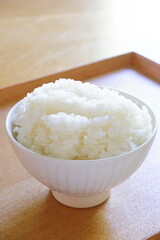炊き立てでアツアツの白米のご飯