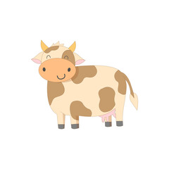 Obraz na płótnie Canvas Cute spotted cow, flat style vector illustration