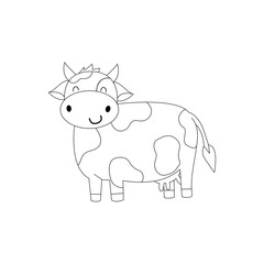 A cute cow in black and white colouring