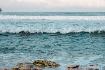 Fototapeta na wymiar Aesthetic waves on the beach