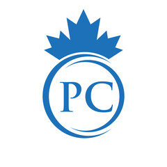 Letter PC Maple Leaf Logo Template Symbol Canadian Business, Company Logo Concept Vector Template