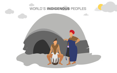 International Day of the World's Indigenous Peoples. Vector illustration of a symbol of an indigenous peoples of the world. Important day