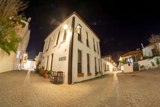 sigacik old town streets at night