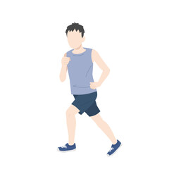 Fototapeta na wymiar 走る　ジョギングする男性　運動　ダイエット　イラスト