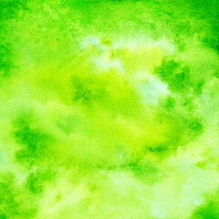 Fototapeta na wymiar Hand-painted watercolor abstract background. Green and yellow textured surface.