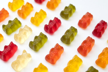 Flat lay with delicious jelly bears, jelly bears pattern