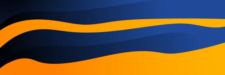 High contrast blue and orange glossy stripes. Abstract tech graphic banner design. Vector corporate background