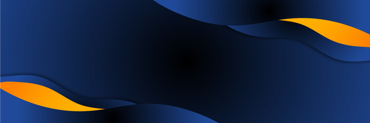 High contrast blue and orange glossy stripes. Abstract tech graphic banner design. Vector corporate background