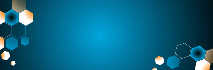 High contrast blue and orange glossy stripes. Abstract tech graphic banner design. Vector corporate background