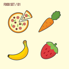 Food vector icons on white background.