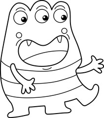 Striped monster with three eyes clipart