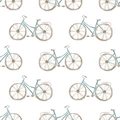 Fototapeta premium Watercolor illustration of bicycle. Eco transport concept.